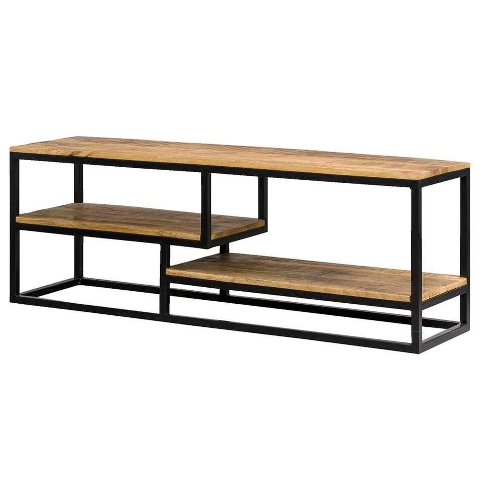 TV-dressoir Kyan - Zwart/naturel - 50x150x35 Cm - Afbeelding 4