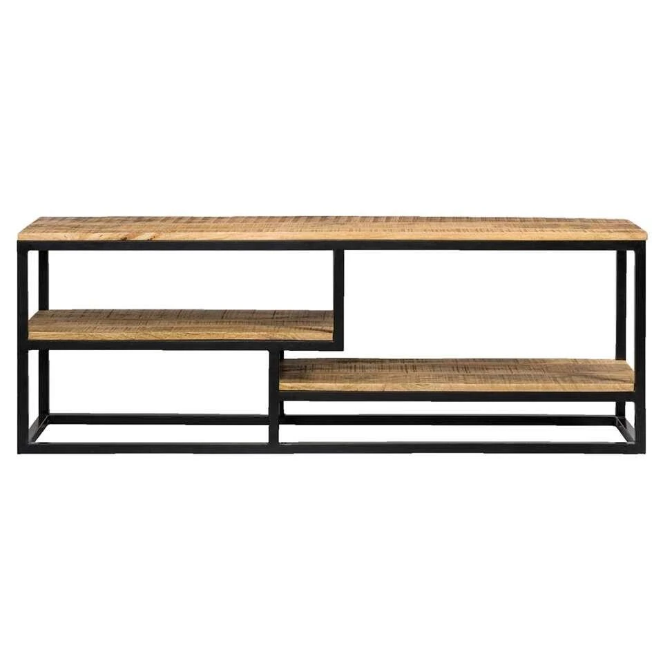 TV-dressoir Kyan - Zwart/naturel - 50x150x35 Cm