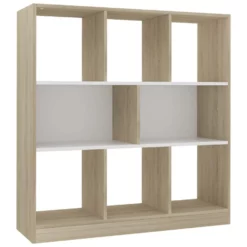 VidaXL Boekenkast 97,5x29,5x100 Cm Bewerkt Hout Wit En Eikenkleurig