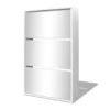 VidaXL Schoenenkast Drielaags Met Spiegel 63x17x102,5 Cm Wit