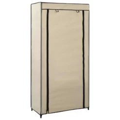 VidaXL Schoenenkast Met Hoes 58x28x106 Cm Stof Crème