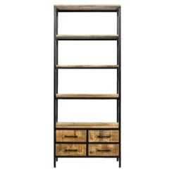 Boekenkast Kyan - Zwart/naturel - 190x80x40 Cm