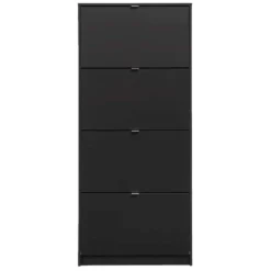 Schoenenkast Hamburg 4 Kleppen - Zwart - 162x70,3x24 Cm