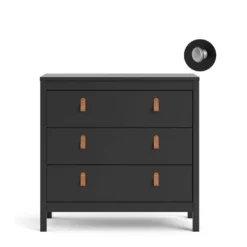 Ladekast Madeira - Zwart - 80x82x38 Cm