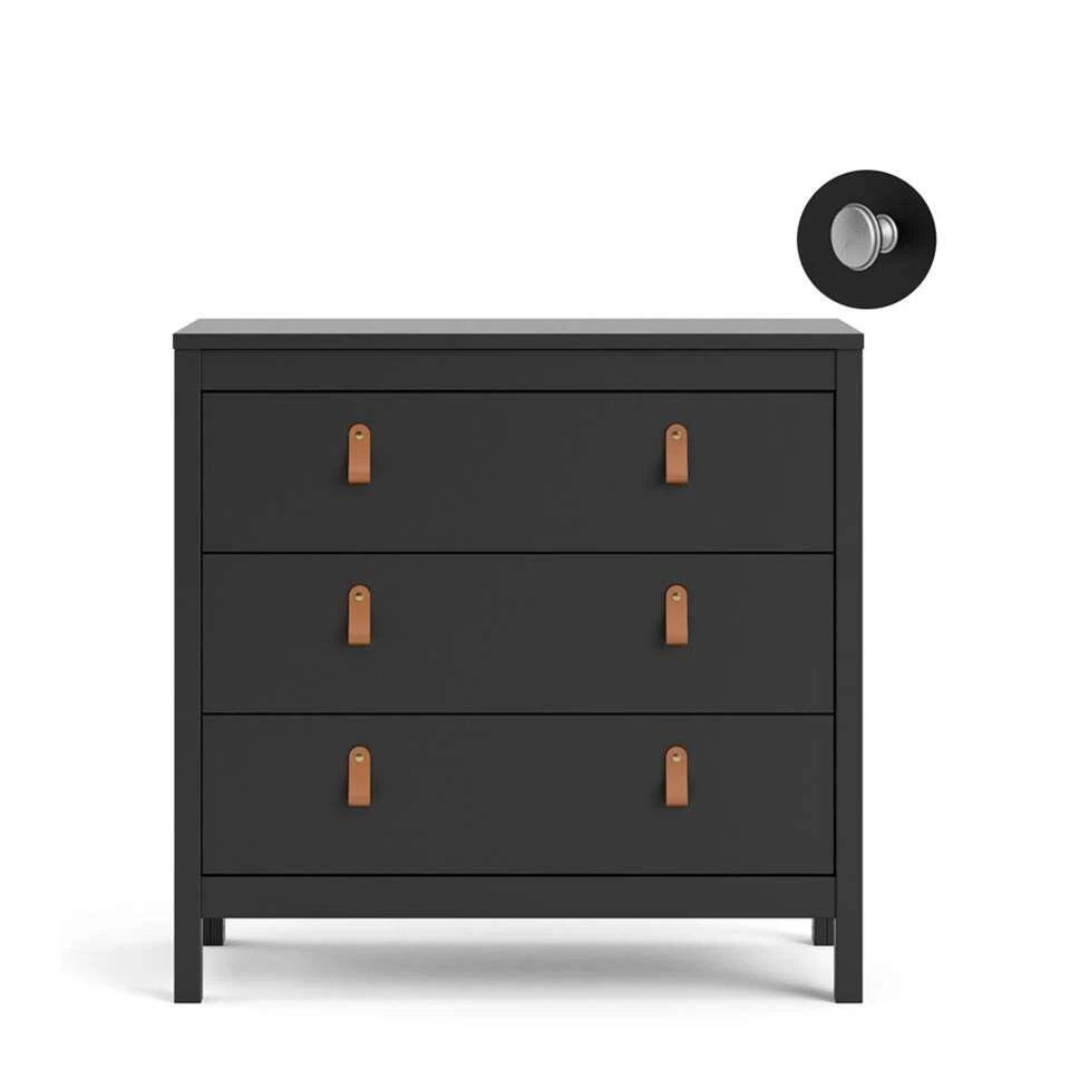 Ladekast Madeira - Zwart - 80x82x38 Cm