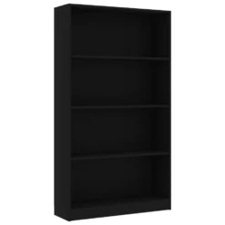 VidaXL Boekenkast Met 4 Schappen 80x24x142 Cm Bewerkt Hout Zwart