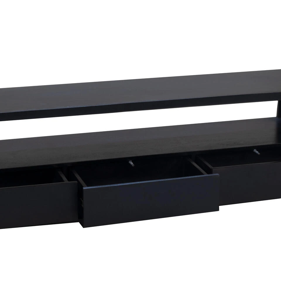 Giga Meubel Tv-Meubel Mangohout Zwart - 150x40x50cm - 3-Lades - Kast Luxurious - Afbeelding 4