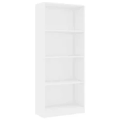 VidaXL Boekenkast 4 Schappen 60x24x142 Cm Bewerkt Hout Hoogglans Wit
