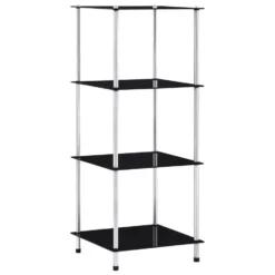 VidaXL Kastje 4-laags 40x40x100 Cm Gehard Glas Zwart