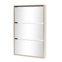 VidaXL Schoenenkast Drielaags Met Spiegel 63x17x102,5 Cm Eiken