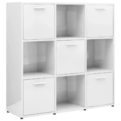 VidaXL Boekenkast 90x30x90 Cm Spaanplaat Hoogglans Wit