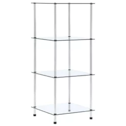 VidaXL Kastje 4-laags 40x40x100 Cm Gehard Glas Transparant