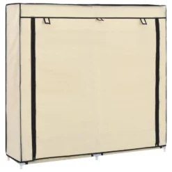 VidaXL Schoenenkast Met Hoes 115x28x110 Cm Stof Crème