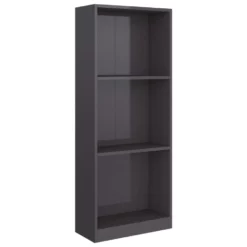 VidaXL Boekenkast 3 Schappen 40x24x108 Cm Bewerkt Hout Hoogglans Grijs