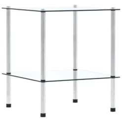 VidaXL Kastje 2-laags 40x40x47 Cm Gehard Glas Transparant
