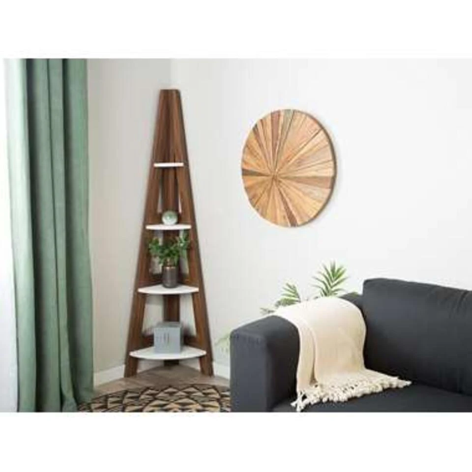 Beliani Hoekkast MOBILE SOLO - Donkere Houtkleur Vezelplaat - Afbeelding 2