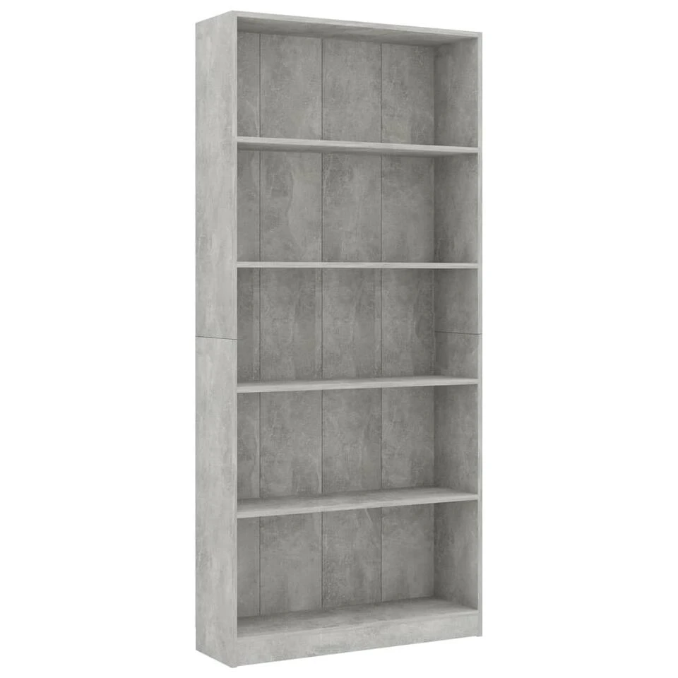 VidaXL Boekenkast Met 5 Schappen 80x24x175 Cm Bewerkt Hout Betongrijs