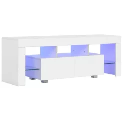 VidaXL Tv-meubel Met LED-verlichting 130x35x45 Cm Hoogglans Wit
