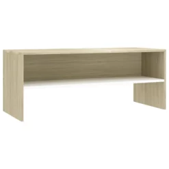 VidaXL Tv-meubel 100x40x40 Cm Bewerkt Hout Wit En Sonoma Eikenkleurig