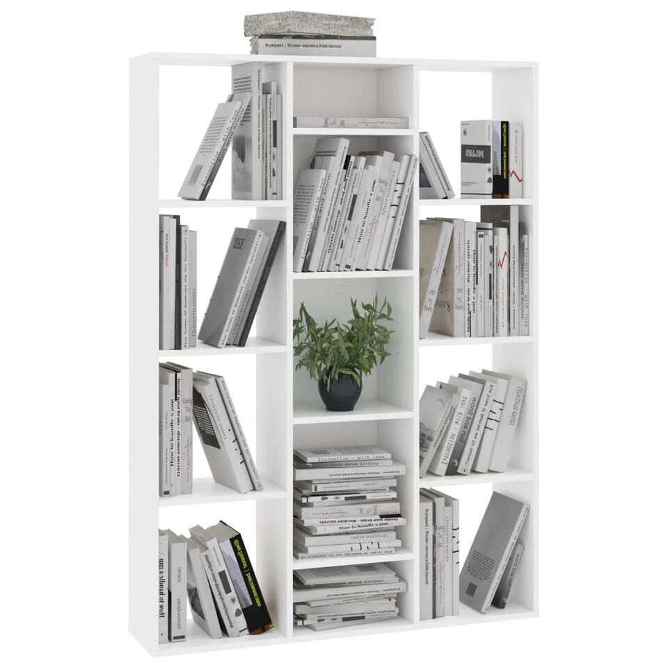 VidaXL Kamerscherm/boekenkast 100x24x140 Cm Bewerkt Hout Wit - Afbeelding 3