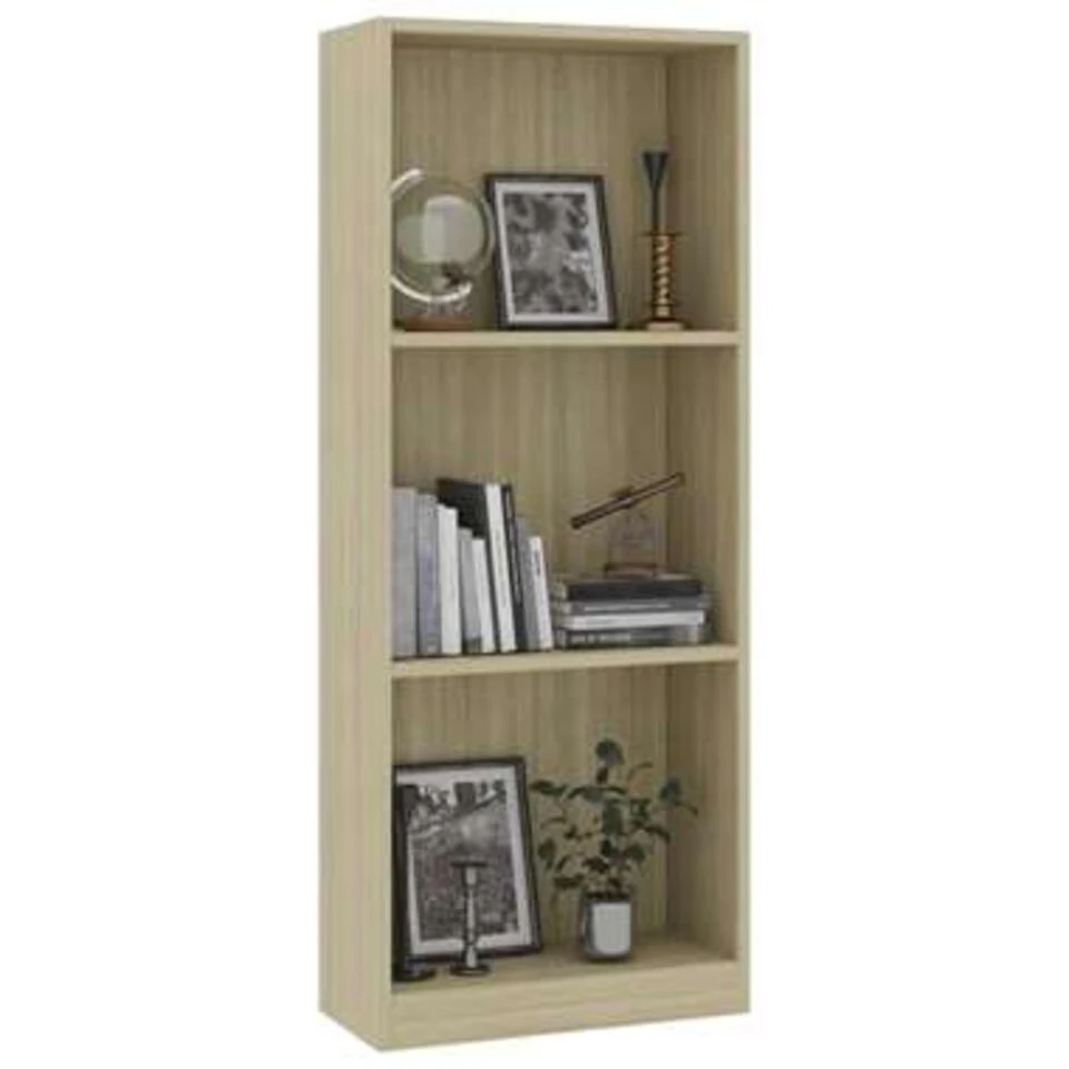 VidaXL Boekenkast Met 3 Schappen 40x24x108 Cm Bewerkt Hout Sonoma Eik - Afbeelding 3