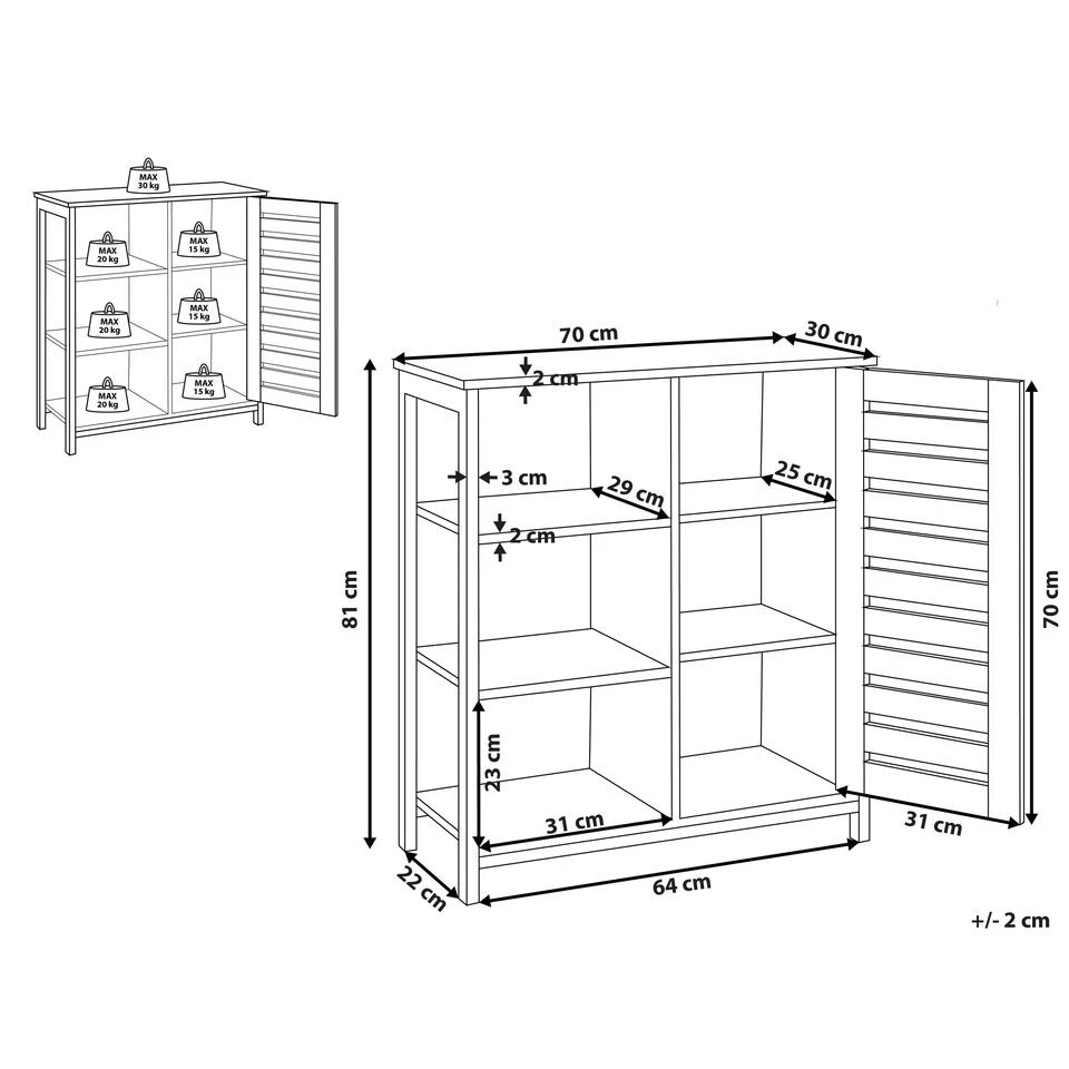 Beliani Sideboard VILSECK - Donkere Houtkleur Vezelplaat - Afbeelding 2