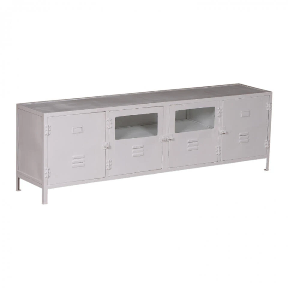 Giga Meubel Tv-Meubel Wit - 190x40x60 - Metaal - Locker Vintage Glas - Afbeelding 2