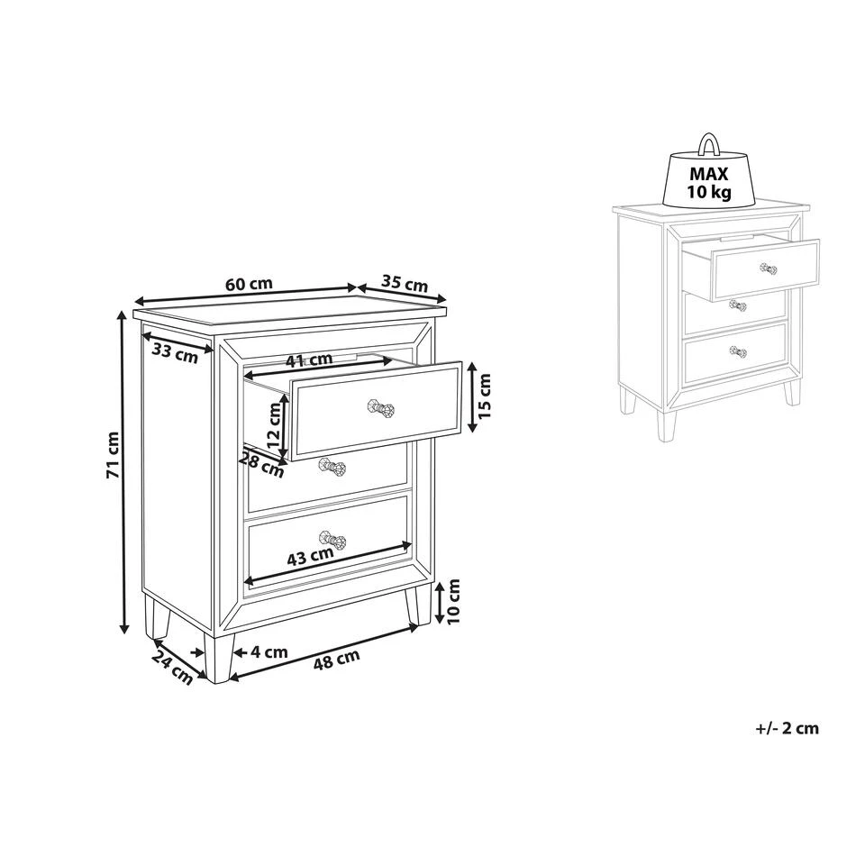 Beliani Commode BREVES - Zilver Glas - Afbeelding 3