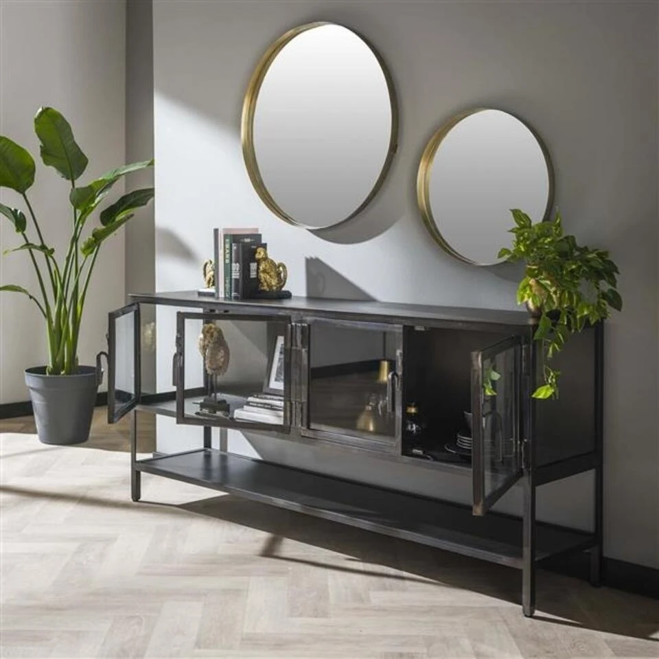 Industrieel Dressoir Finye Zwart Metaal 40x180x80 Cm 40x180x80 Cm Metaal - Afbeelding 2