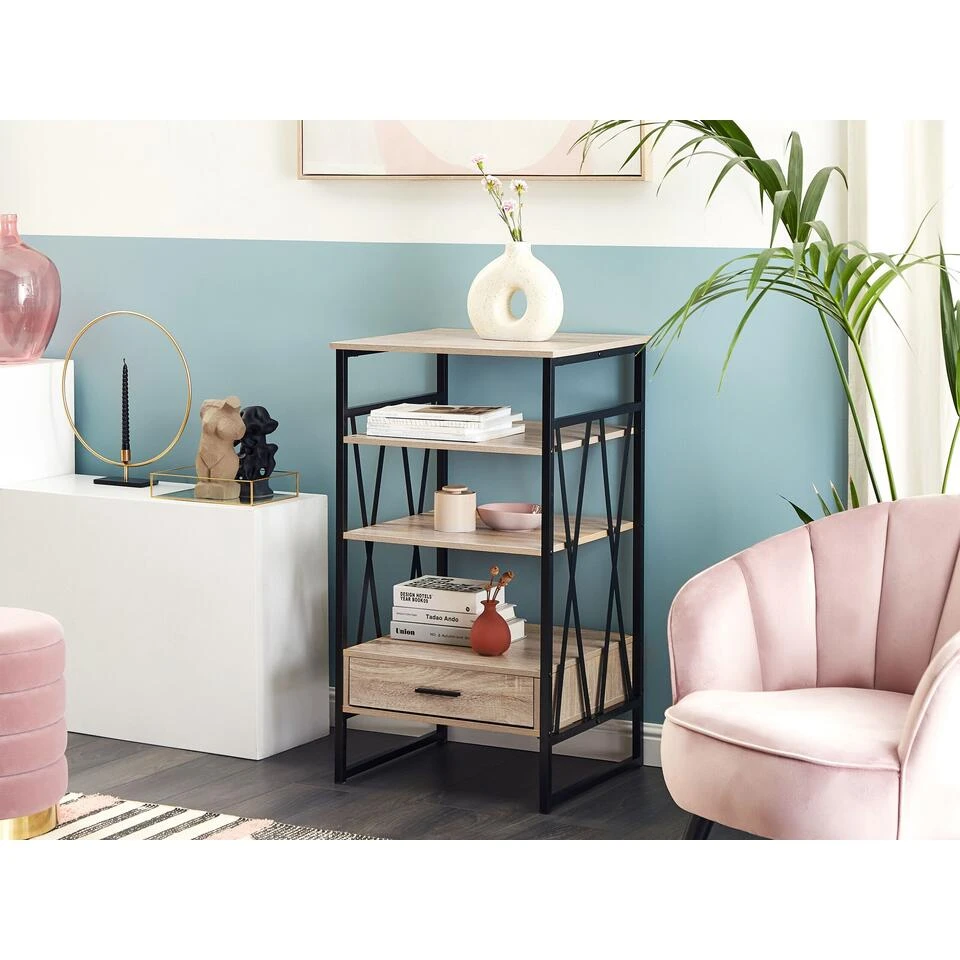 Beliani Boekenkast KEENE - Lichte Houtkleur Vezelplaat - Afbeelding 2