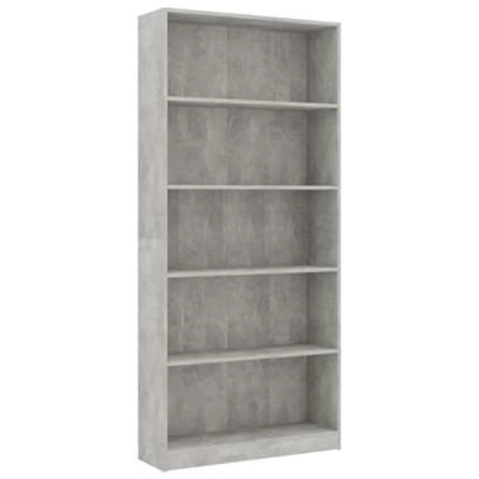 VidaXL Boekenkast Met 5 Schappen 80x24x175 Cm Bewerkt Hout Betongrijs - Afbeelding 2