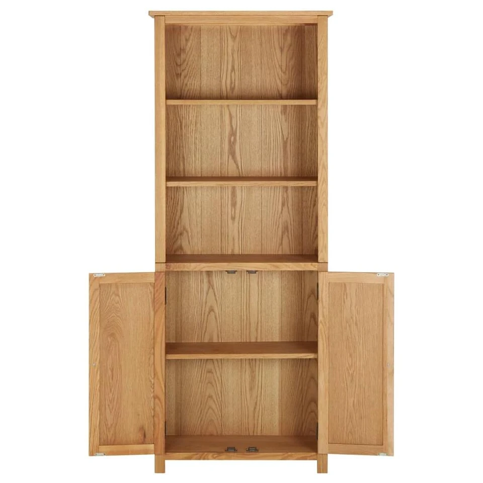 VidaXL Boekenkast Met 2 Deuren 70x30x180 Cm Massief Eikenhout - Afbeelding 3