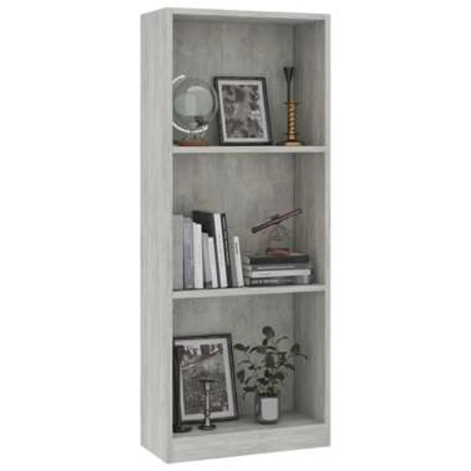 VidaXL Boekenkast Met 3 Schappen 40x24x108 Cm Bewerkt Hout Betongrijs - Afbeelding 3