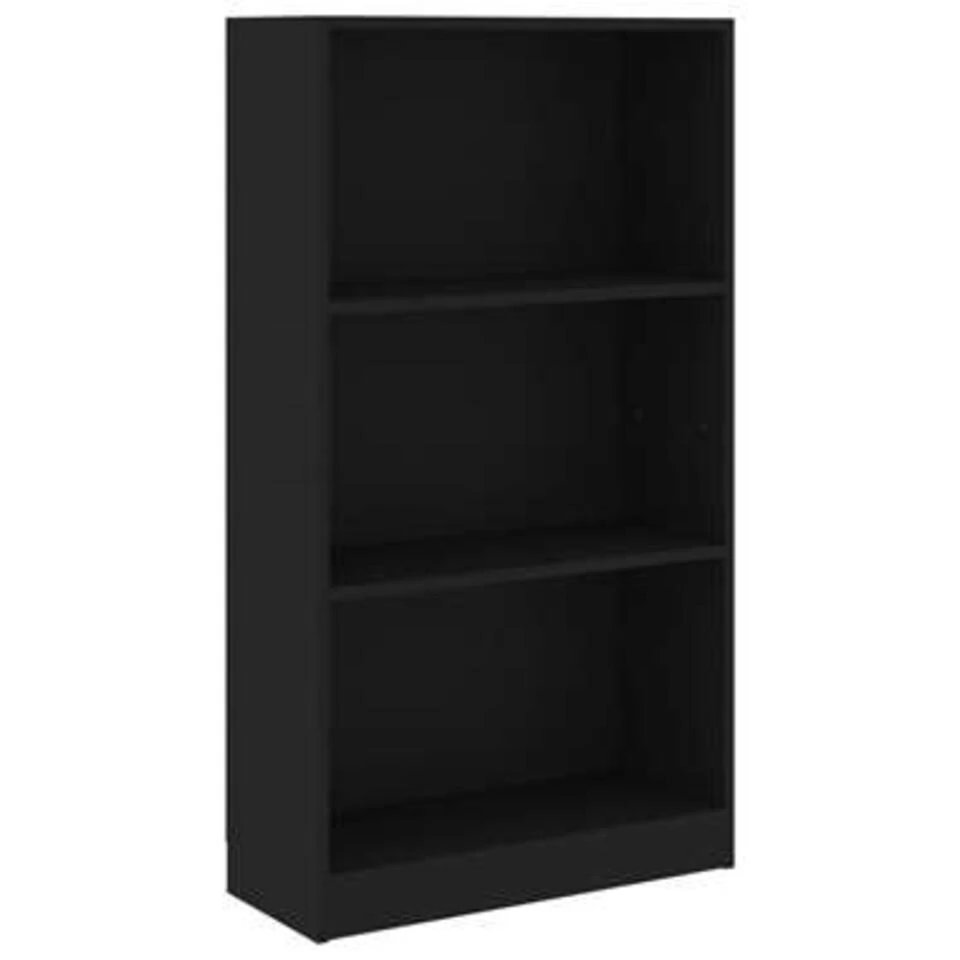 VidaXL Boekenkast Met 3 Schappen 60x24x109 Cm Bewerkt Hout Zwart - Afbeelding 2