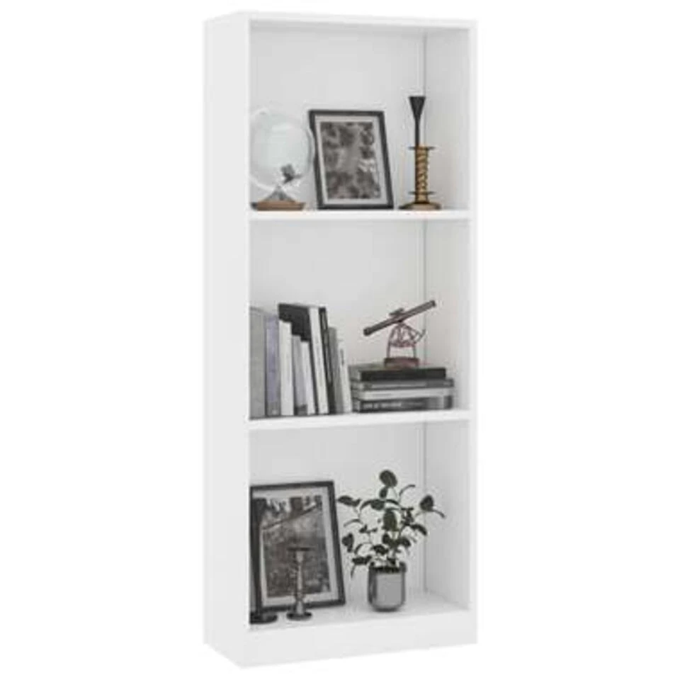 VidaXL Boekenkast Met 3 Schappen 40x24x108 Cm Bewerkt Hout Wit - Afbeelding 3