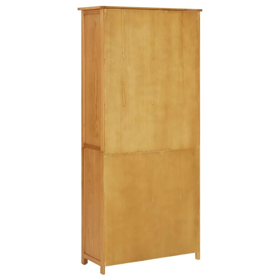 VidaXL Boekenkast Met 4 Deuren 80x35x180 Cm Massief Eikenhout En Glas - Afbeelding 4