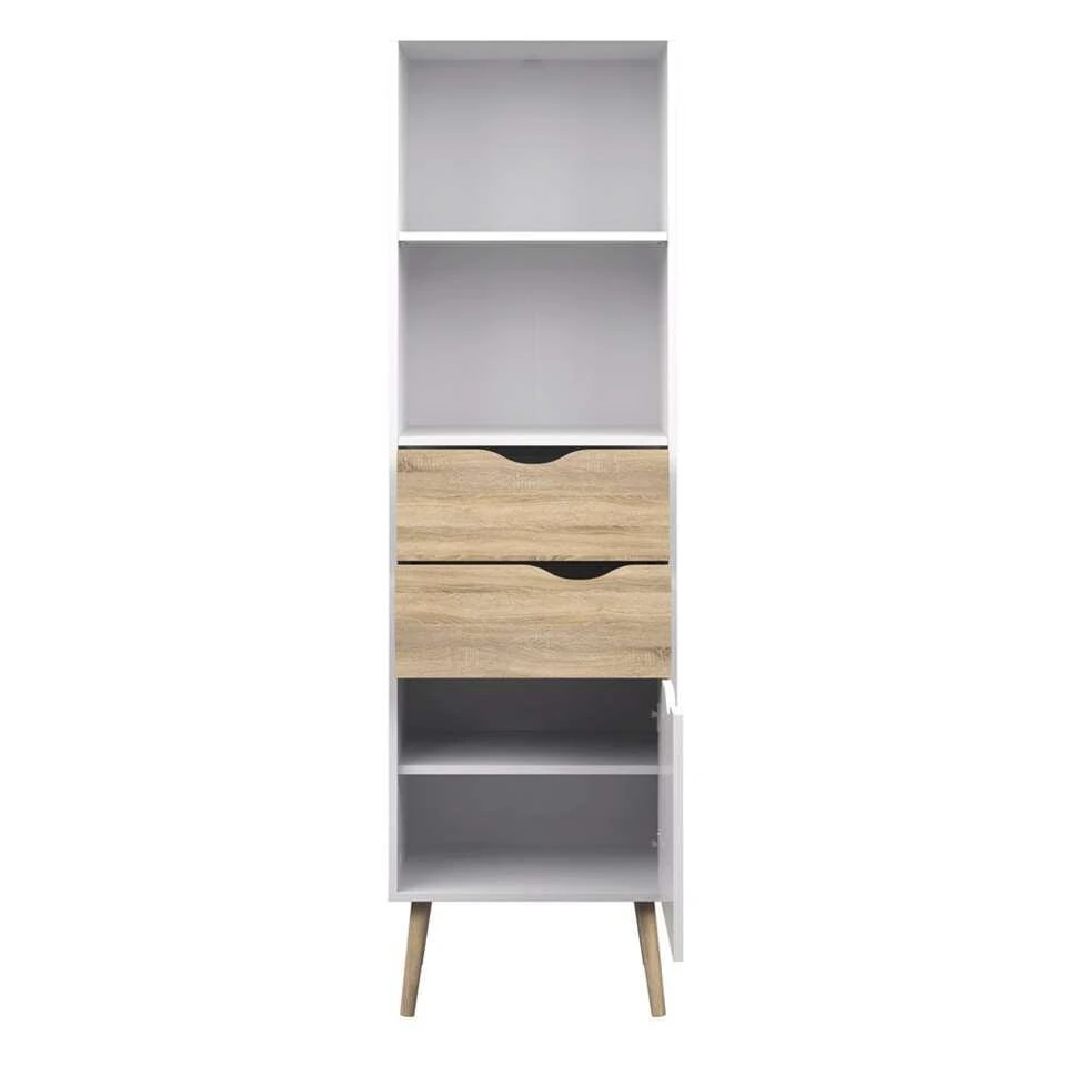 Boekenkast Delta - Wit/eikenkleur - 171,3x50,1x39 Cm - Afbeelding 3