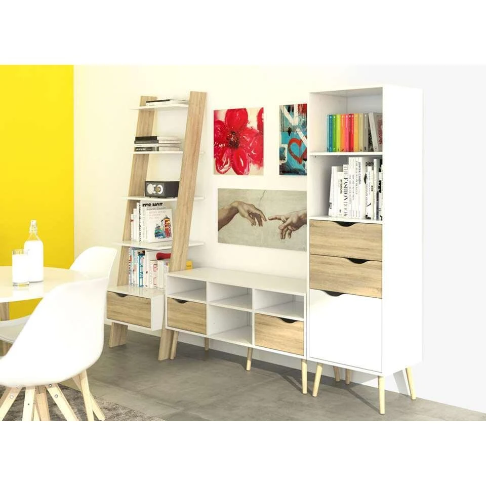 Boekenkast Delta - Wit/eikenkleur - 171,3x50,1x39 Cm - Afbeelding 4