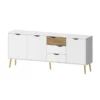 Dressoir Delta - 6-vaks - Wit/eikenkleur - 81,7x195,6x39,1 Cm