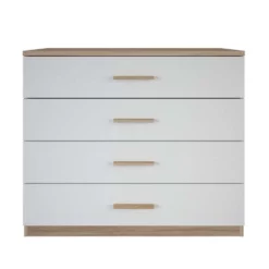 Ladekast Selena 4 Lades - Eikenkleur/wit - 84,7x100x41,6 Cm