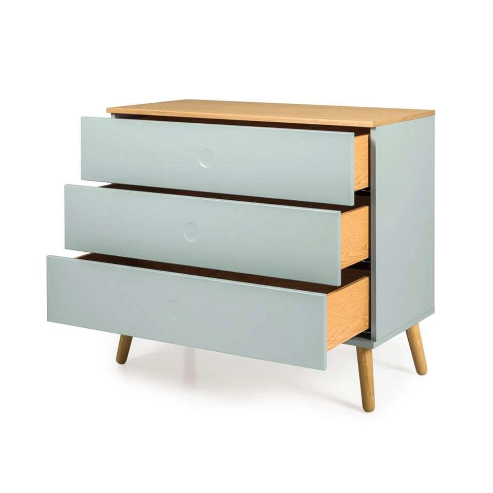 Tenzo Ladekast Dot 3 Lades - Lichtgroen/eiken - 79x90x43 Cm - Afbeelding 4