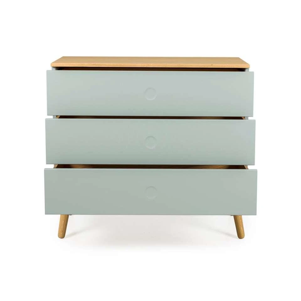 Tenzo Ladekast Dot 3 Lades - Lichtgroen/eiken - 79x90x43 Cm - Afbeelding 3