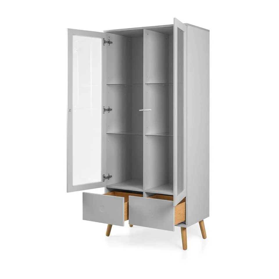 Tenzo Vitrinekast Dot - Grijs/eiken - 175x79x44 Cm - Afbeelding 2