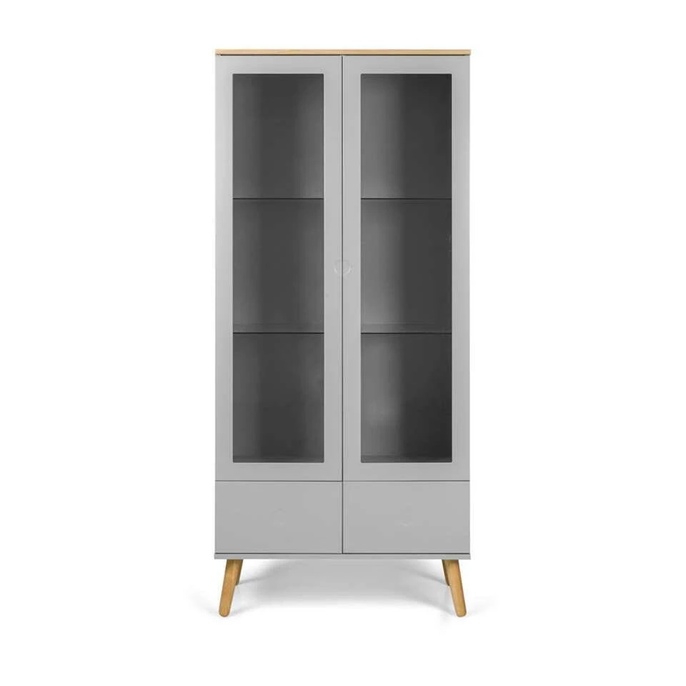 Tenzo Vitrinekast Dot - Grijs/eiken - 175x79x44 Cm