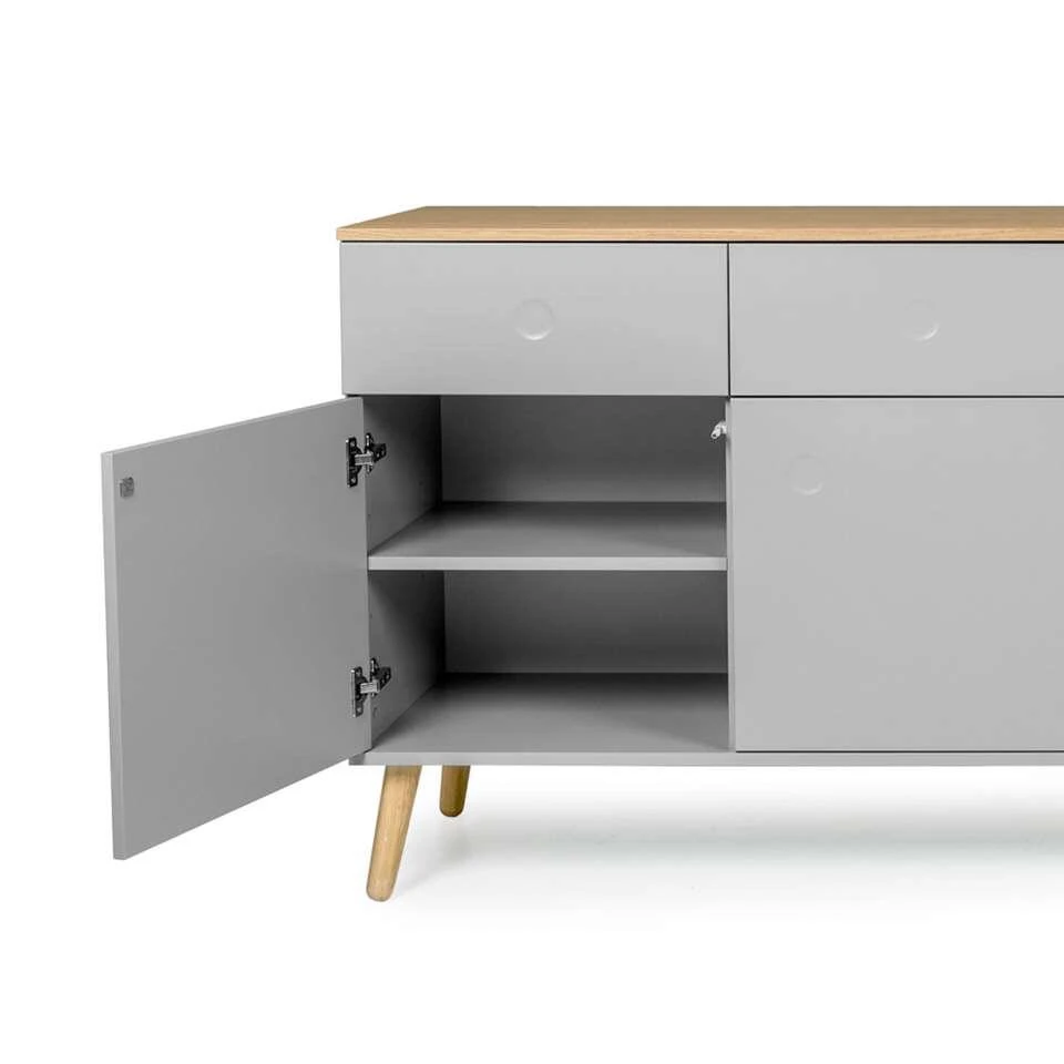 Tenzo Dressoir Dot - Grijs/eiken - 79x192x43 Cm - Afbeelding 3