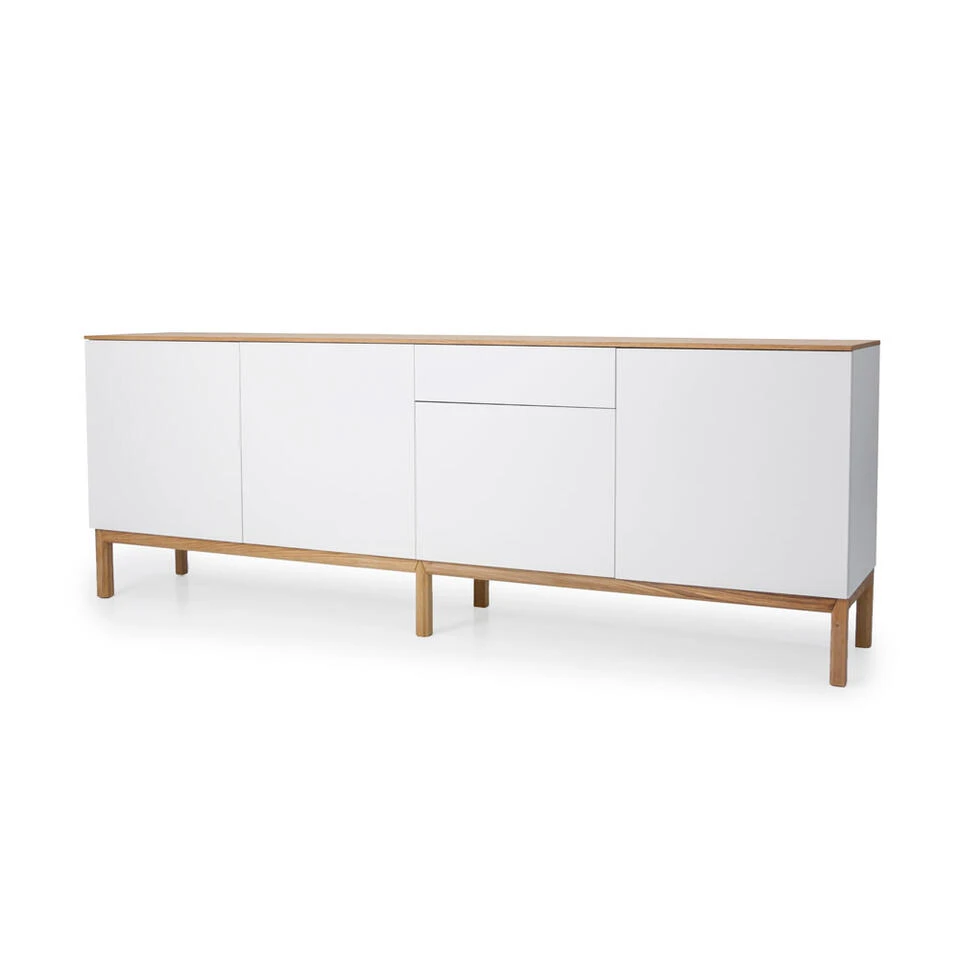 Tenzo Dressoir Patch 4 Deuren En 1 Lade - Eikenkleur/wit-eikenkleur - 85x238,5x47 Cm - Afbeelding 2