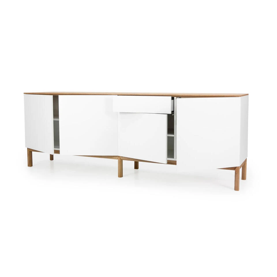 Tenzo Dressoir Patch 4 Deuren En 1 Lade - Eikenkleur/wit-eikenkleur - 85x238,5x47 Cm - Afbeelding 4