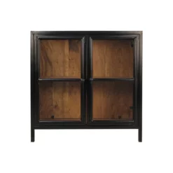 Vitrinekast Kingston - Naturel/zwart - 90x90x40 Cm