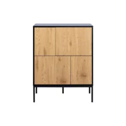 Dressoir Avola 4 Deurs - Zwart/eiken - 103x80x40 Cm