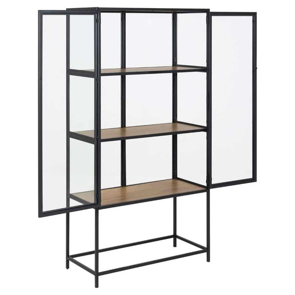 Vitrine Adino - Zwart/eikenkleur - 150x77x35 Cm - Afbeelding 2